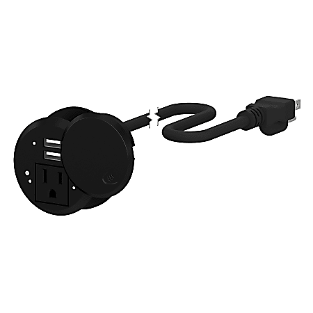 Bush Business Furniture Desktop Power Grommet With AC Outlet And 2 USB Ports, Black, Standard Delivery