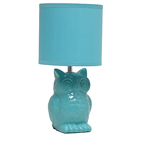 Simple Designs Owl Table Lamp, 12-13/16"H, Tiffany Blue/Tiffany Blue