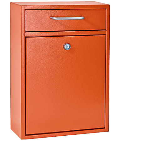 Mail Boss Locking Security Drop Box, 16-1/4"H x 11-1/4"W x 4-3/4"D, Bright Orange