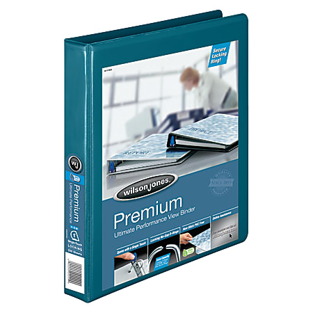 Wilson Jones® Premium View Binder With Single-Touch Locking No-Gap D-Rings, 1" Rings, Dark Teal