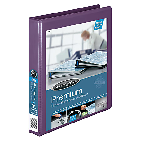 Wilson Jones® Premium View Binder With Single-Touch Locking No-Gap D-Rings, 1" Rings, 53% Recycled, Eggplant