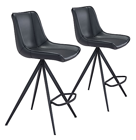Zuo Modern Aki Counter Chairs, Black, Set Of 2 Chairs