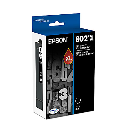 Epson® 802 DuraBrite® Ultra High-Yield Black Ink Cartridge, T802XL120-S