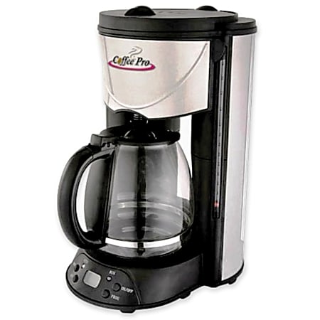 CoffeePro 12-Cup European-Style Programmable Coffeemaker, Stainless Steel/Black