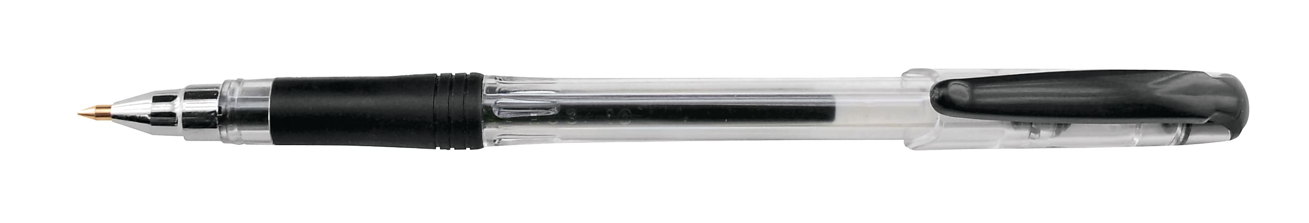 Stride Schneider Gel IT Gel Grip Pens, Medium Point, 0.8 mm, Translucent Barrel, Black Ink, Pack Of 12