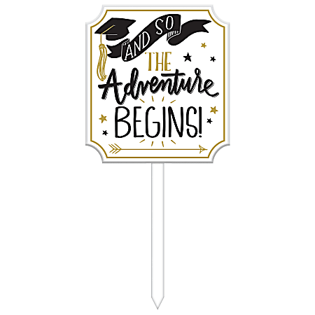 Amscan And So The Adventure Begins Lawn Sign, 15-3/8"H x 14"W x 1"D, White