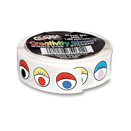 Creativity Street Wiggle Eyes Stickers - Self-adhesive - Assorted - 1 Roll