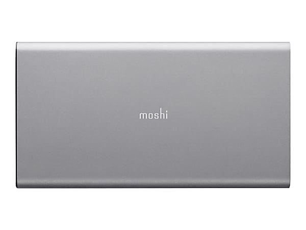 Moshi IonSlim 5K USB-C Portable Battery, Ultra-thin, 5000 mAh, USB-C and USB-A, Aluminum Construction - Titanium Gray