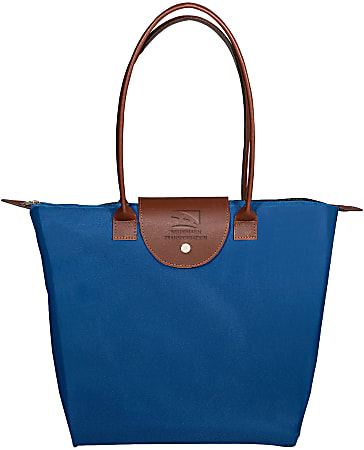 Custom Folding Tote With Leather Flap Closure, 13" x 15-1/2"