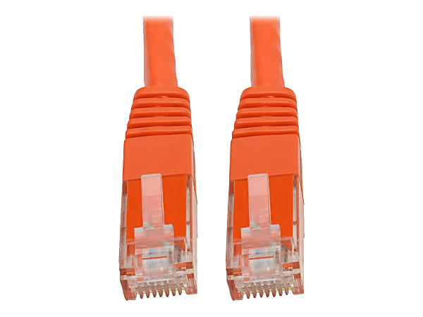 Tripp Lite Cat6 Cat5e Gigabit Molded Patch Cable RJ45 M/M 550MHz Orange 50ft 50' - 128 MB/s - Patch Cable - 50 ft - 1 x RJ-45 Male Network - 1 x RJ-45 Male Network - Gold Plated Contact - Orange