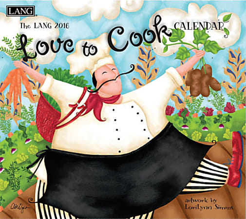 LANG Monthly Wall Calendar, 13 3/8" x 12", Love To Cook, January-December 2016