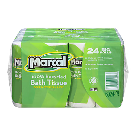 Marcal® Small Steps® Premium 2-Ply Toilet Paper, 100% Recycled, 168 Sheets Per Roll, Pack Of 24 Rolls