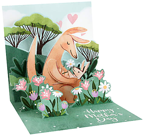 Up With Paper Mother's Day Pop-Up Greeting Card With Envelope, Half Fold, 5-1/4" x 5-1/4", Kangaroo