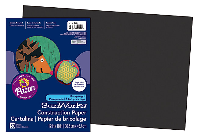 Prang® Construction Paper, 12" x 18", Black, Pack Of 50