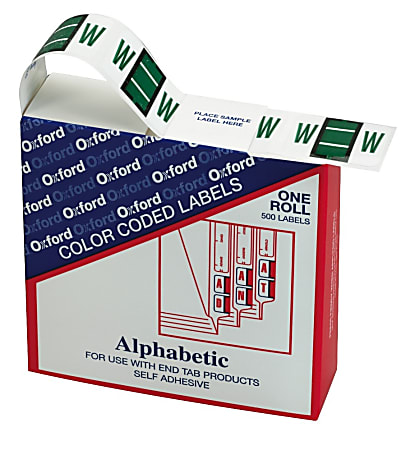 Pendaflex Color Coded Label - Alphabet - 1 1/4" Width x 1" Length - Rectangle - Dark Green - 500 / Roll - 1 / Box