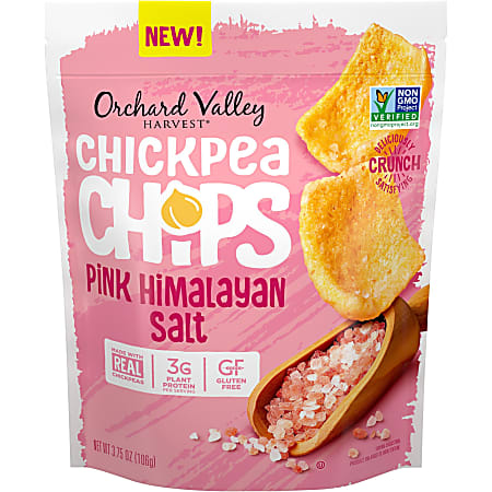 Orchard Valley Harvest Pink Himalayan Salt Chickpea Chips - Gluten-free, Individually Wrapped - Crunch, Sea Salt, Crunchy - 1 Serving Bag - 3.75 oz - 6 / Carton