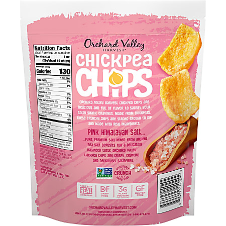 Orchard Valley Harvest Pink Himalayan Salt Chickpea Chips - Gluten-free, Individually Wrapped - Crunch, Sea Salt, Crunchy - 1 Serving Bag - 3.75 oz - 6 / Carton Orchard Valley Harvest Pink Himalayan Salt Chickpea Chips - Gluten-free, Individually Wrapped - Crunch, Sea Salt, Crunchy - 1 Serving Bag - 3.75 oz - 6 / Carton