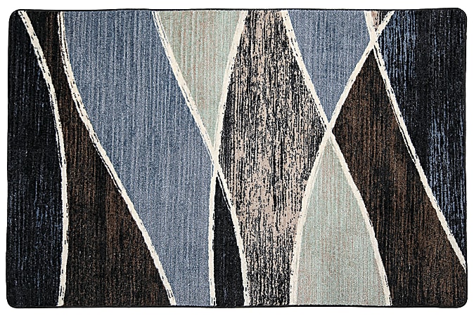 Flagship Carpets Printed Rug, 4'H x 6'W, Waterford Blue
