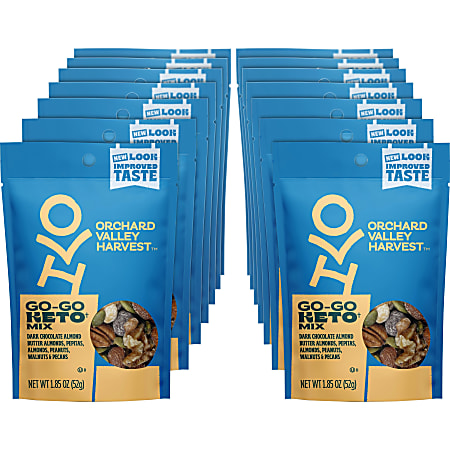 Orchard Valley Harvest Go-Go Keto Mix - Grain-free, Gluten-free, No Artificial Color, No Artificial Flavor, Preservative-free, Resealable Bag - Crunch, Walnut, Almond, Peanut, Blueberry - 1 Serving Bag - 1.85 oz - 14 / Carton