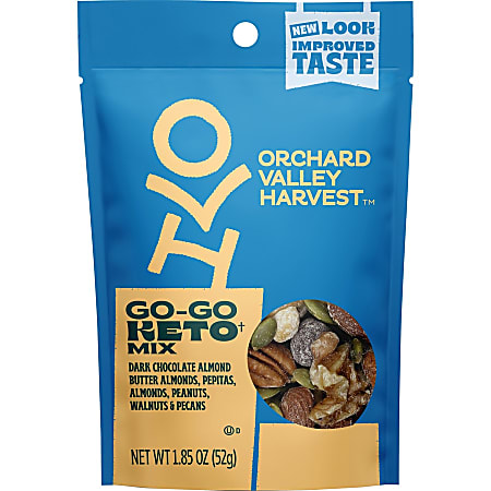 Orchard Valley Harvest Go-Go Keto Mix - Grain-free, Gluten-free, No Artificial Color, No Artificial Flavor, Preservative-free, Resealable Bag - Crunch, Walnut, Almond, Peanut, Blueberry - 1 Serving Bag - 1.85 oz - 14 / Carton