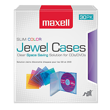 Maxell® Slim Jewel Cases, Assorted Colors, Pack Of 30