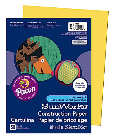 Prang® Construction Paper, 9" x 12", Yellow, Pack Of 50