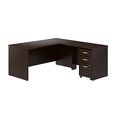 Bush Business Furniture Series C 66"W L-Shaped Desk With 42"W Return And Mobile File Cabinet, Mocha Cherry, Standard Delivery