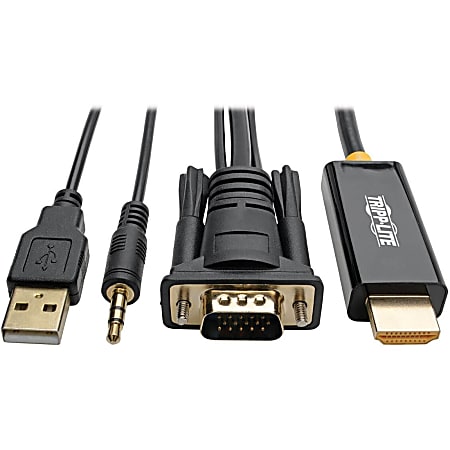 Tripp Lite by Eaton VGA to HDMI Adapter Cable with Audio and USB Power (M/M), 1080p 60 Hz, 6 ft. (1.8 m) - HDMI/Mini-phone/USB/VGA  - P116006HDMIA