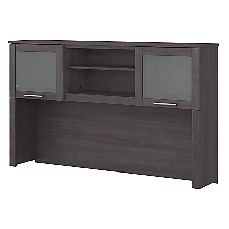 Bush Furniture 60"W Hutch For L-Shaped Desk, Storm Gray, Standard Delivery