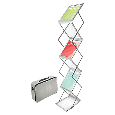 Deflect-O® Collapsible Literature Floor Stand, 60"H x 11 1/2"W x 14 1/2"D, Silver