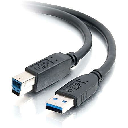 C2G 6.6ft USB A to USB B Cable - USB to USB B - USB 3.0 - Black - M/M - 6.56 ft USB Data Transfer Cable - Type A Male USB - Type B Male USB - Shielding - Black
