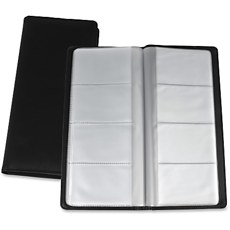 Business Card Holder, Holds 160 3.5 X 2 Cards, 4.75 X 10.13, Vinyl, Black |  Bundle of 5 Each