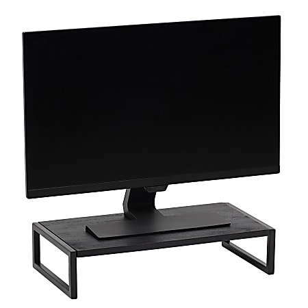 Realspace&reg; Acadia Wood/Metal Monitor Stand, 4-1/2"H x 21-1/2"W x 10"D, Black