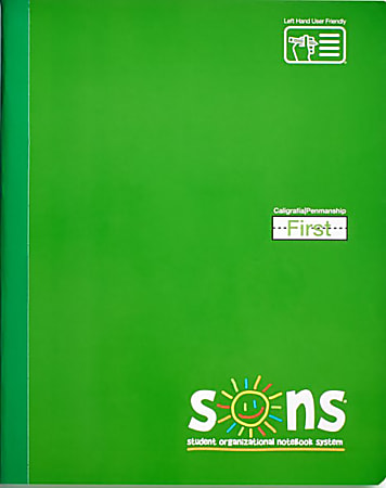 SONS System First Notebooks, 9-3/4" x 7-1/2", 1 Subject, Primary Rule, 200 Sheets, Green