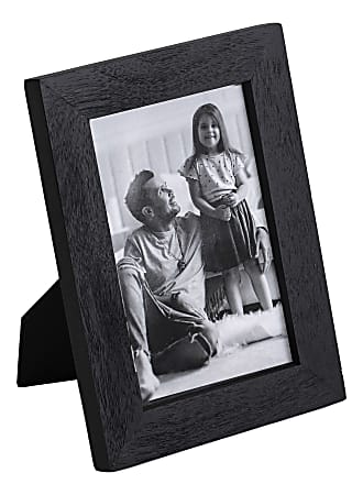 Realspace® Acadia Wood Picture Frame, 5-3/4" x 7-3/4", Matted For 4" x 6", Black