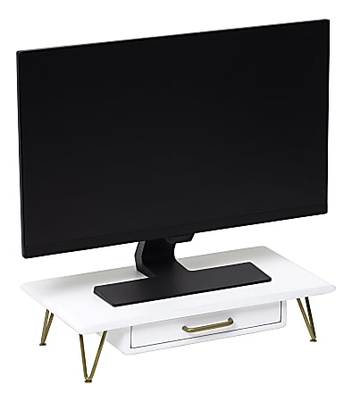 Realspace® Luna Wood/Metal Monitor Stand With Drawer,