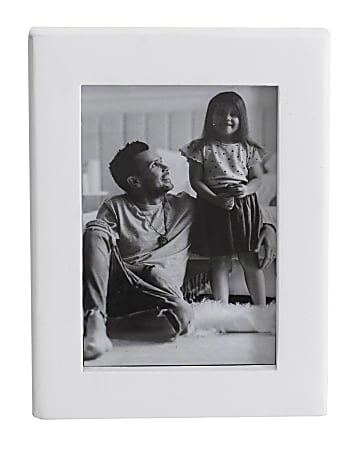 Realspace® Luna Wood Picture Frame, 5-3/4" x 7-3/4", Matted For 4" x 6", White
