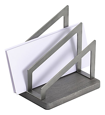 Realspace&reg; Orix Wood/Metal Letter Sorter, 7"H x 7"W x 5"D, Gray/Nickel