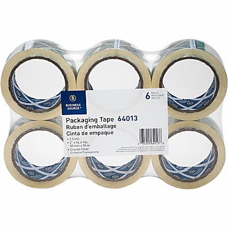 Business Source Crystal Clear Packaging Tape - 55 yd Length x 2 Business Source Crystal Clear Packaging Tape - 55 yd Length x 2