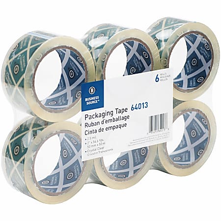 Business Source Crystal Clear Packaging Tape - 55 yd Length x 2 Business Source Crystal Clear Packaging Tape - 55 yd Length x 2