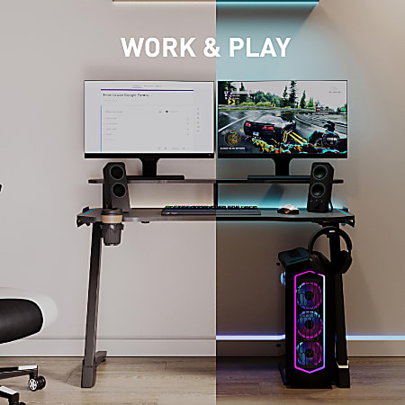 RS Gaming Venno 2.0 RGB Gaming Computer Desk with Hutch Integrated ...