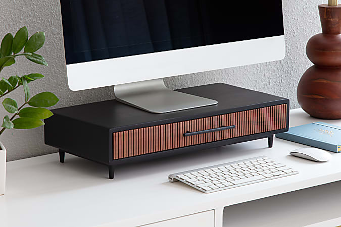 Realspace Becker WoodMetal Monitor Stand With Drawer For 32