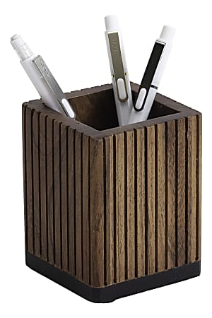 Realspace® Becker Wood Pen Cup, 4"H x 3"W x 3"D, Natural