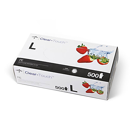 Medline Clear Touch Disposable Polyethylene Gloves Clear Large