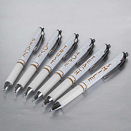 Pentel® EnerGel™ Inspire Pens, Medium Point, 0.7 mm, White Barrel ...