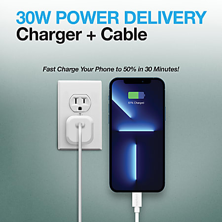 Naztech 30 Watt Power Delivery Wall Charger For USB C And