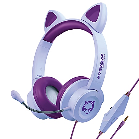 HyperGear Kids' Kombat Kitty Gaming Headset, Purple, 15555