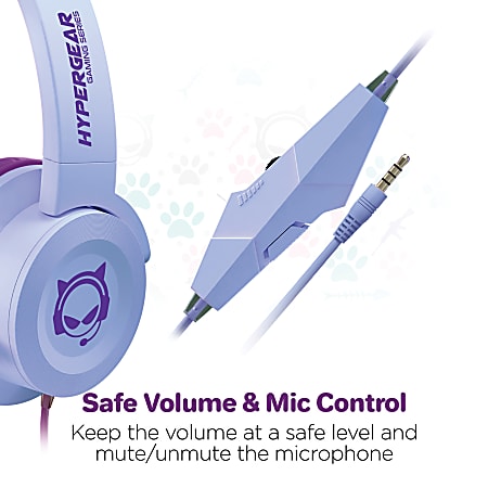 HyperGear Kids Kombat Kitty Gaming Headset Purple 15555 Office Depot