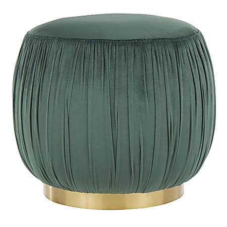 LumiSource Ruched Ottoman, Gold/Emerald Green