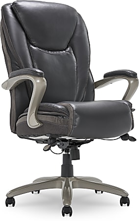 Serta® Smart Layers™ Hensley Big & Tall Ergonomic Bonded Leather High-Back Chair, Dark Gray/Silver